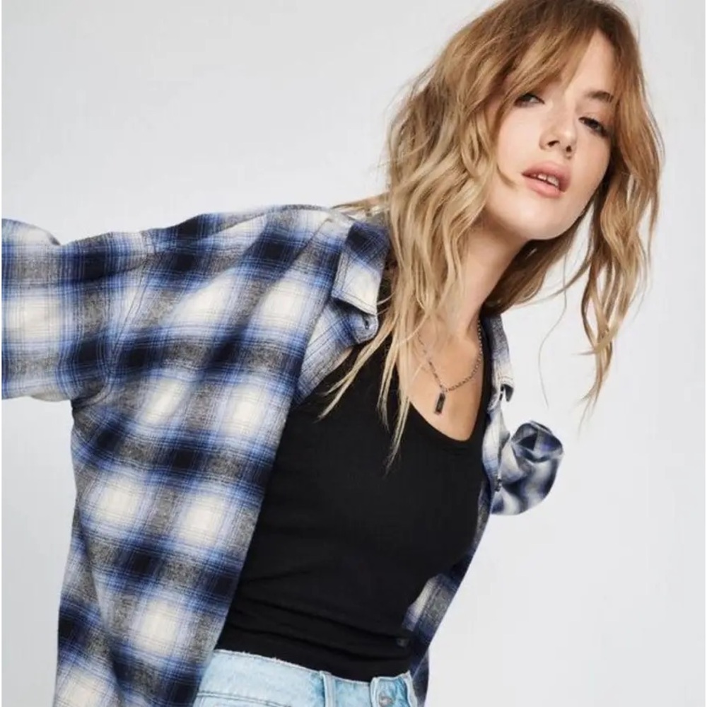 Garage Blue and White Flannel Shirt